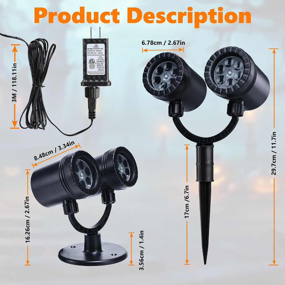 Toodour Halloween Projector Lights Outdoor, Double Head Dynamic Halloween Lig...