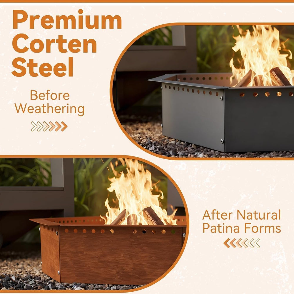 Smokeless Fire Pit Ring Outdoor – 46 inch Outer/42 inch Inner Octagonal