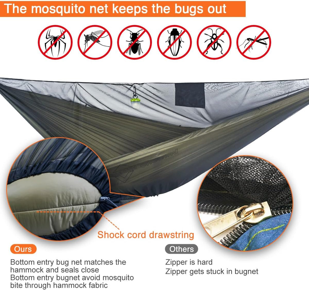 onewind 11ft Camping Double Hammock with Mosquito Net, Ridgeline and Straps