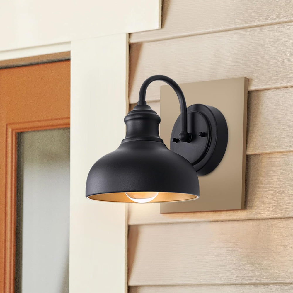 Black Outdoor Gooseneck Lighting for Barn 7 Inch Farmhouse Exterior Light Fix...