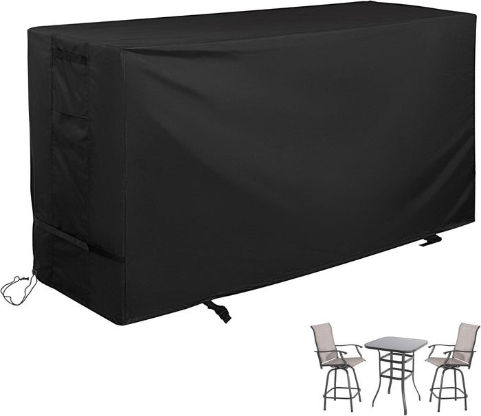 Bar Height Patio Set Cover, Outdoor Bistro Set Cover for High Top Bar Table and Chairs/Outdoor High Stool Bistro Set, Furniture Set Cover for High Top Patio Set of 3 Pieces