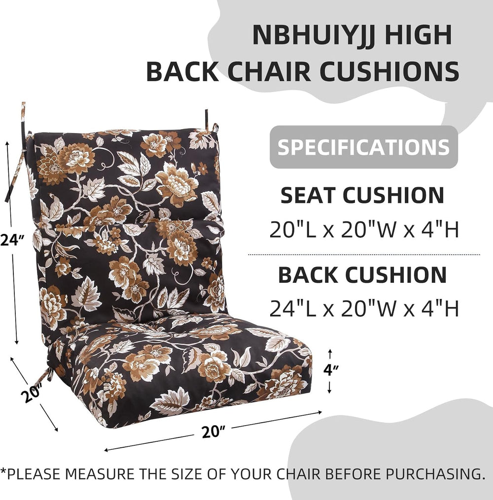 High Back Chair Cushion, 44" x 21" UV Resistant & Water-Rpellen...