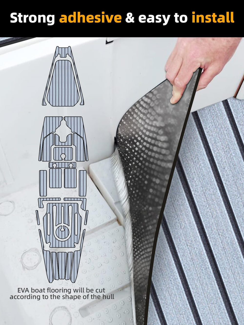FOCEAN Boat Flooring EVA Foam Boat Decking Faux Teak Marine Flooring Marine M...