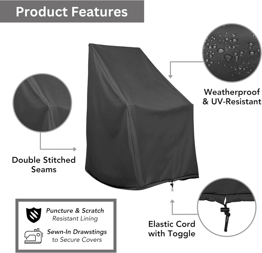 Shine Company Weatherproof Outdoor Rocking Chair Cover Set of 2, 100% Woven P...