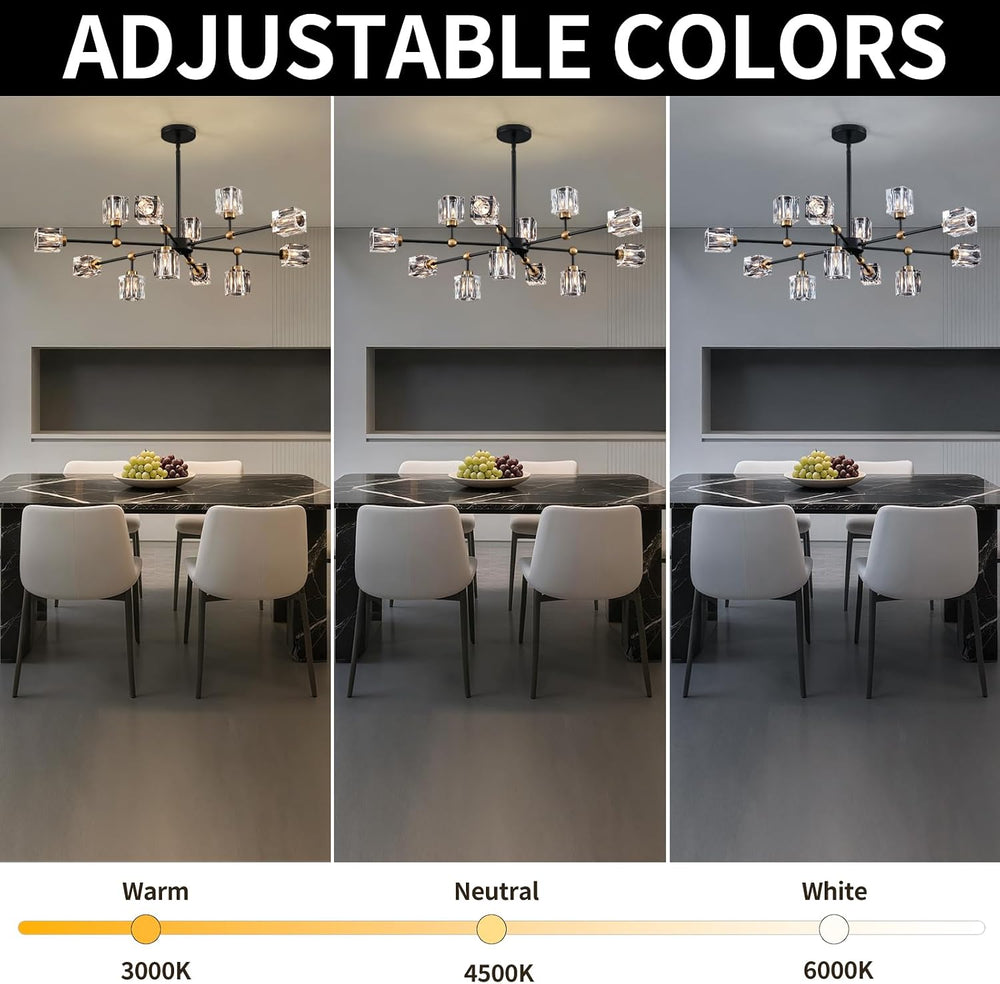 Sputnik Crystal Chandelier with 12-Light, Modern Light Fixture