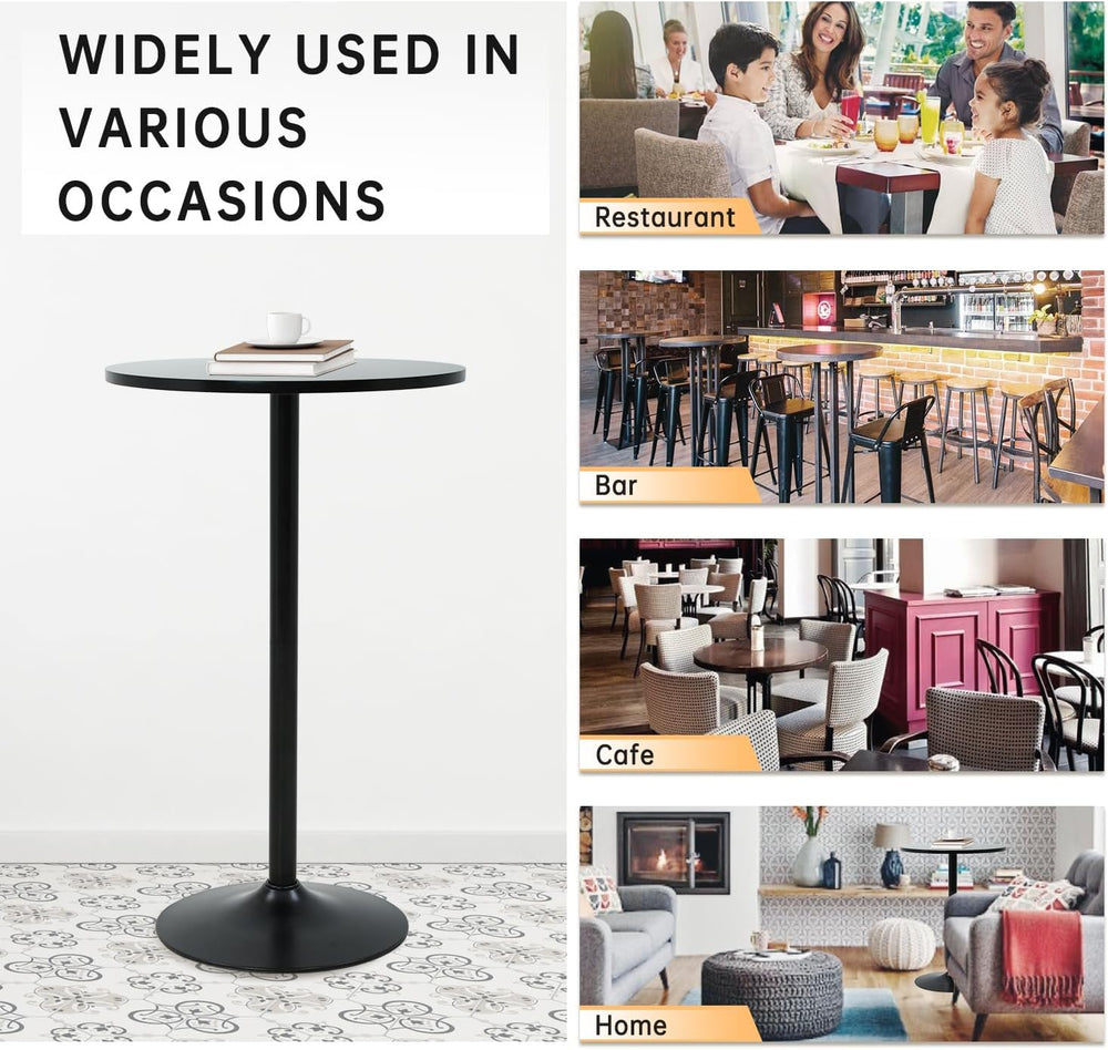 Dopinmin Round Bar Table 40" Height Modern Pub Table, Black