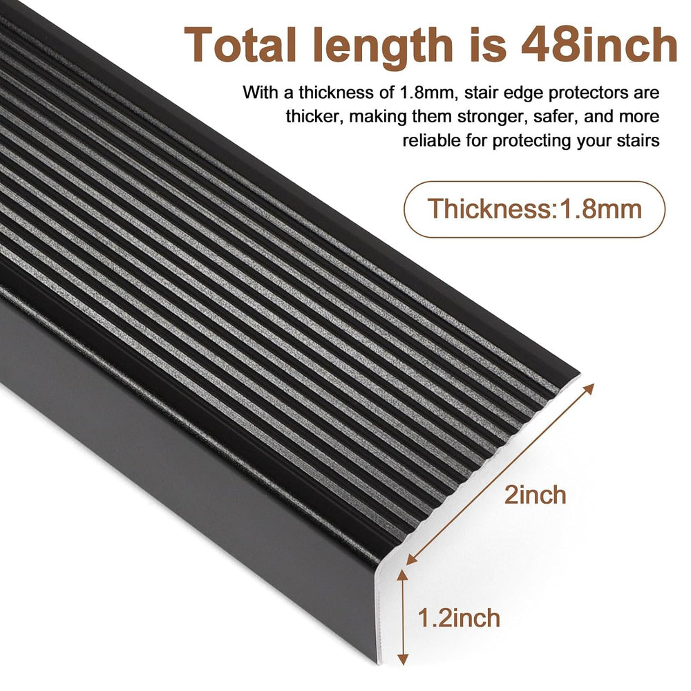 48" Metal Stair Nosing, 2-Pack Self Adhesive Aluminum Stair Edge Protect...