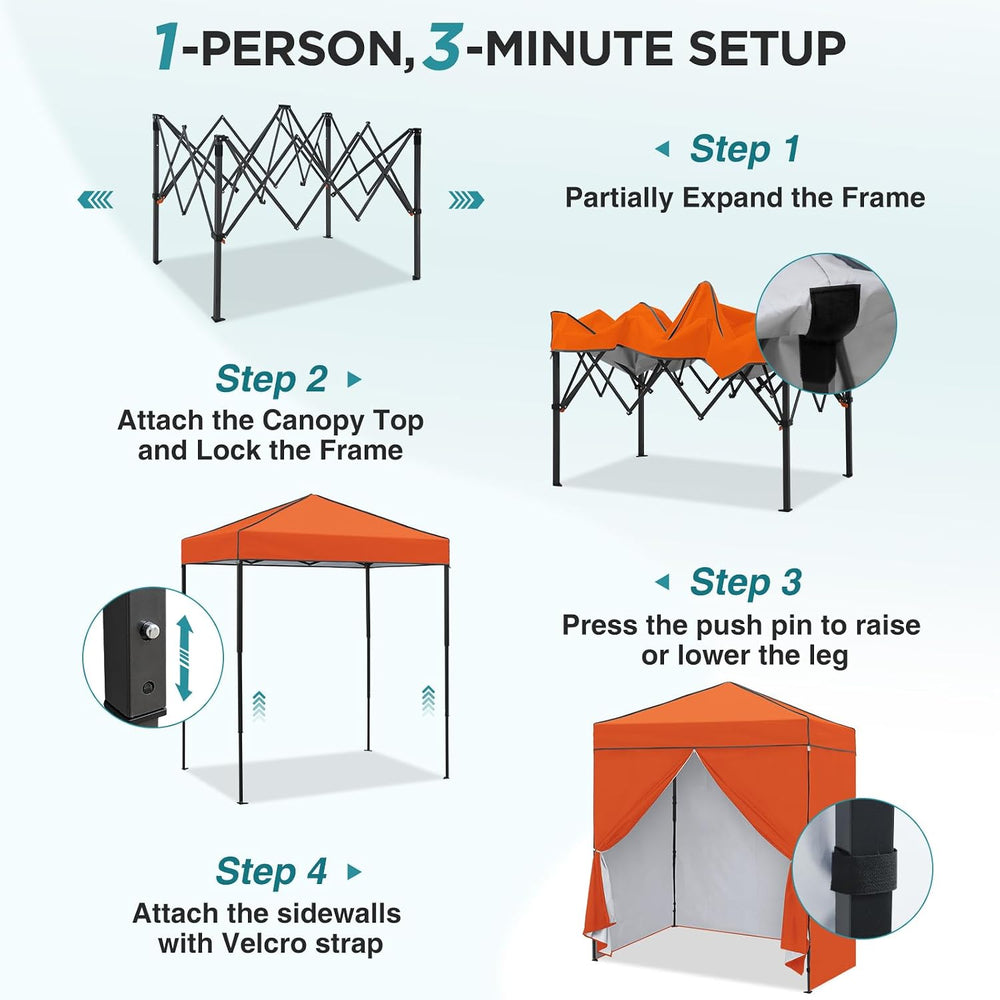 EAGLE PEAK 6x4 Instant Pop Up Canopy Tent with 4 Sidewalls, Orange