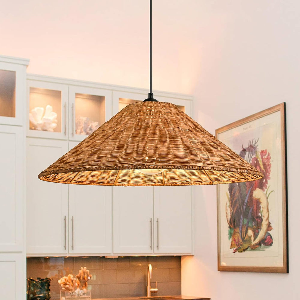 Lingkai 23.6'' Large Weaving Rattan Chandelier, Coastal Chandelier Ha...