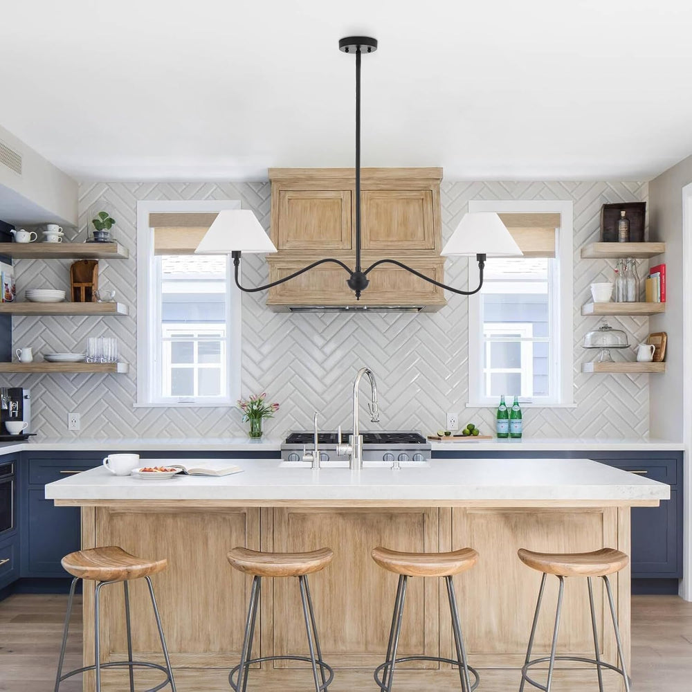 Modern Linear Chandelier for Kitchen Island, 2-Light Linear Light Fixture wit...