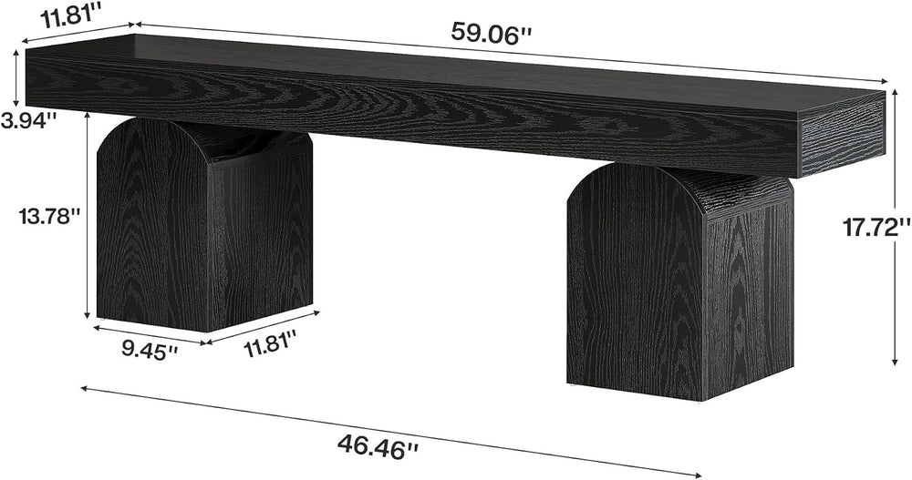Tribesigns Entryway Bench, 59" Long Black Shoe Bench with Arched Bases, ...