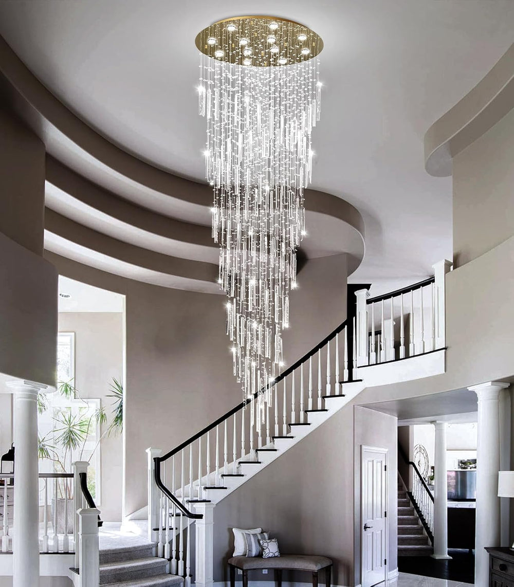 98'' Modern Crystal Chandelier High Ceiling Chandeliers for Entryway ...
