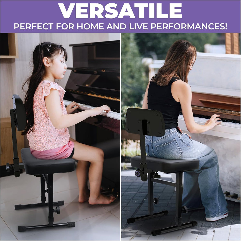 Liquid Stands Piano Bench Adjustable Stool – Music Keyboard Bench with Backre...