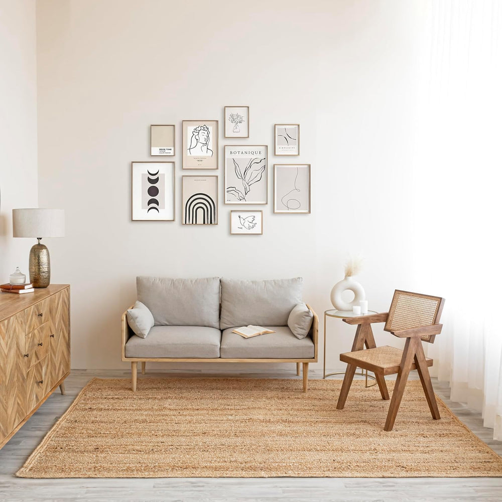 HOMEMONDE Solid Braided Jute Area Rug | 8' x 10' | Natural
