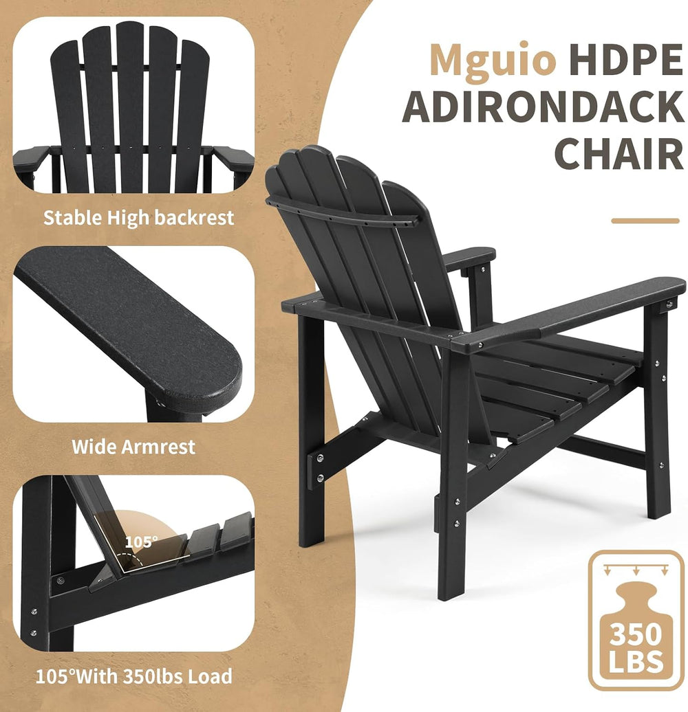 Oversized Stackable Adirondack Chair, HDPE All-Weather Fire Pit Chair