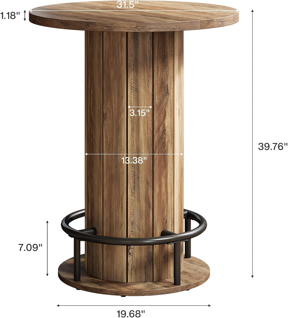 Tribesigns Round Dining Table Set of 2, Bar Height Commercial Kitchen Table w...