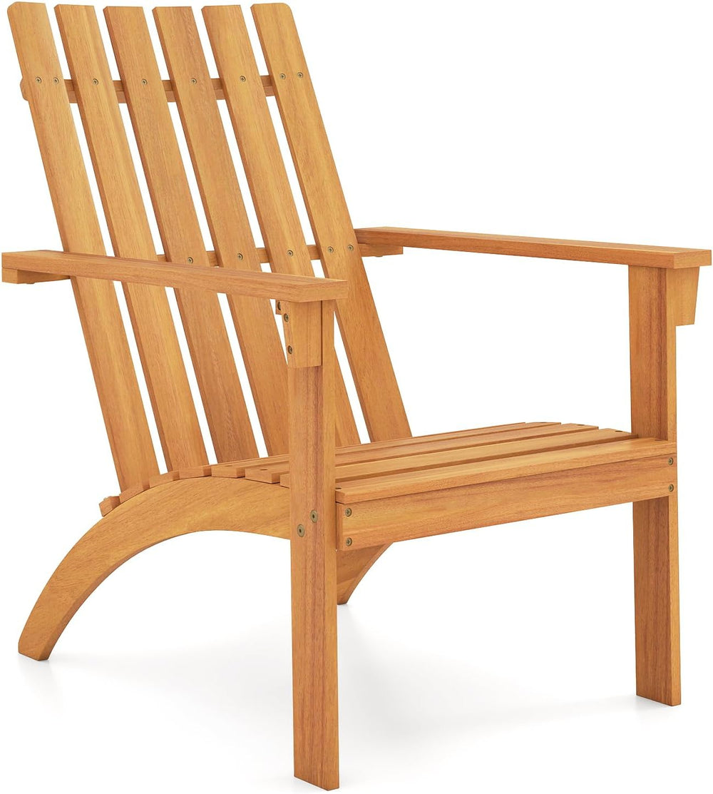 Tangkula Outdoor Adirondack Chair, Solid Acacia Wood Fire Pit Chair with Incl...