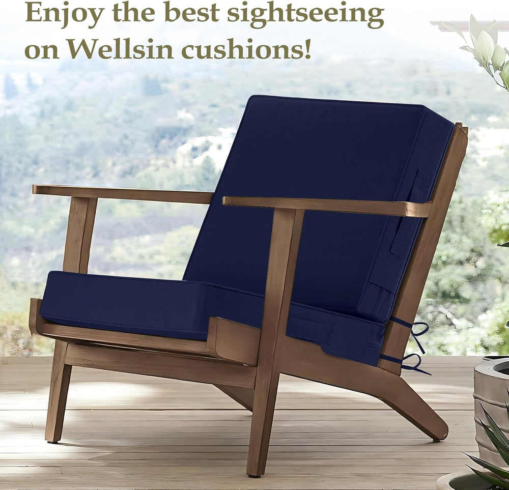 Wellsin Outdoor Deep Seat Patio Cushions, 24 x 24 Waterproof & 3-Year Fad...