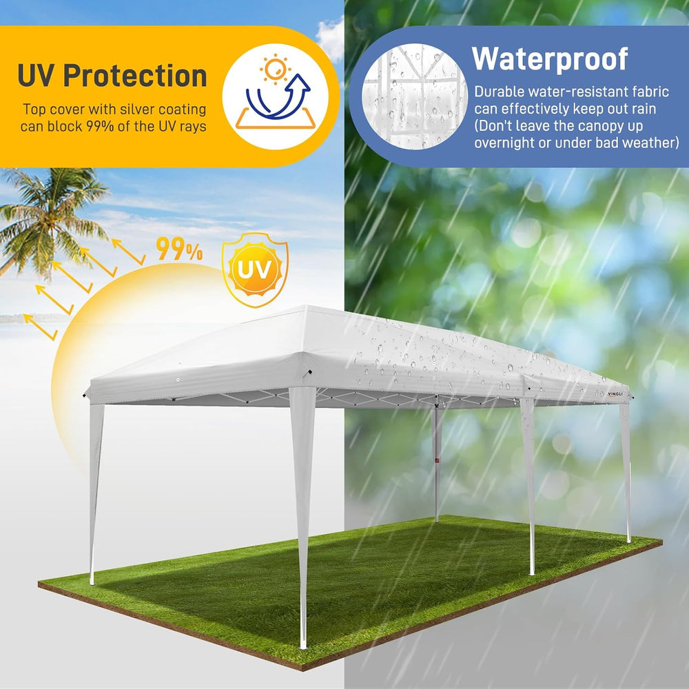 VINGLI 10'x20' Pop Up Canopy Tent Portable Instant Gazebo Party Tent ...