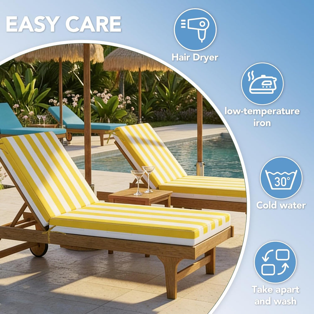 L'AGRATY Chaise Lounge Chair Waterproof Cushion Set of 2 Outdoor for Pool