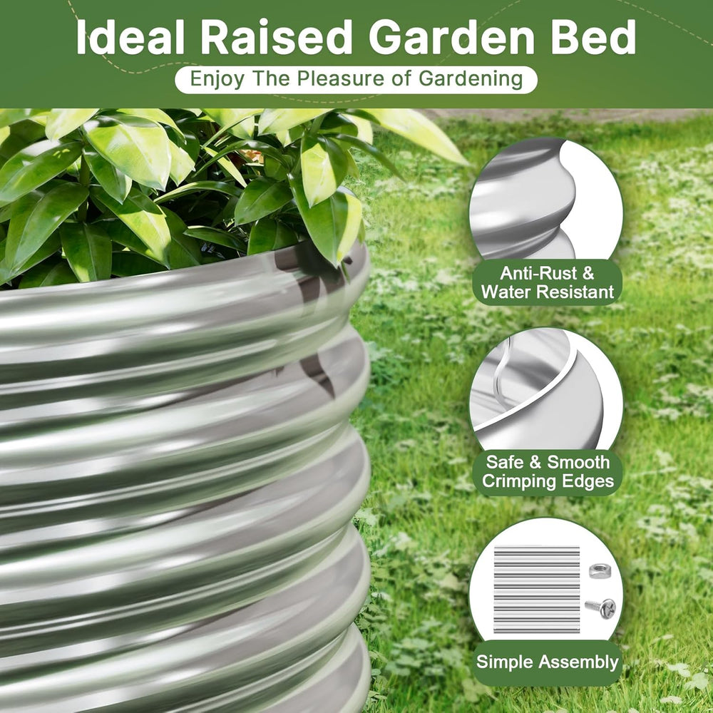 2 PCS Tall 8x4ft Galvanized Raised Garden Bed Outdoor, Metal Garden Bed for V...