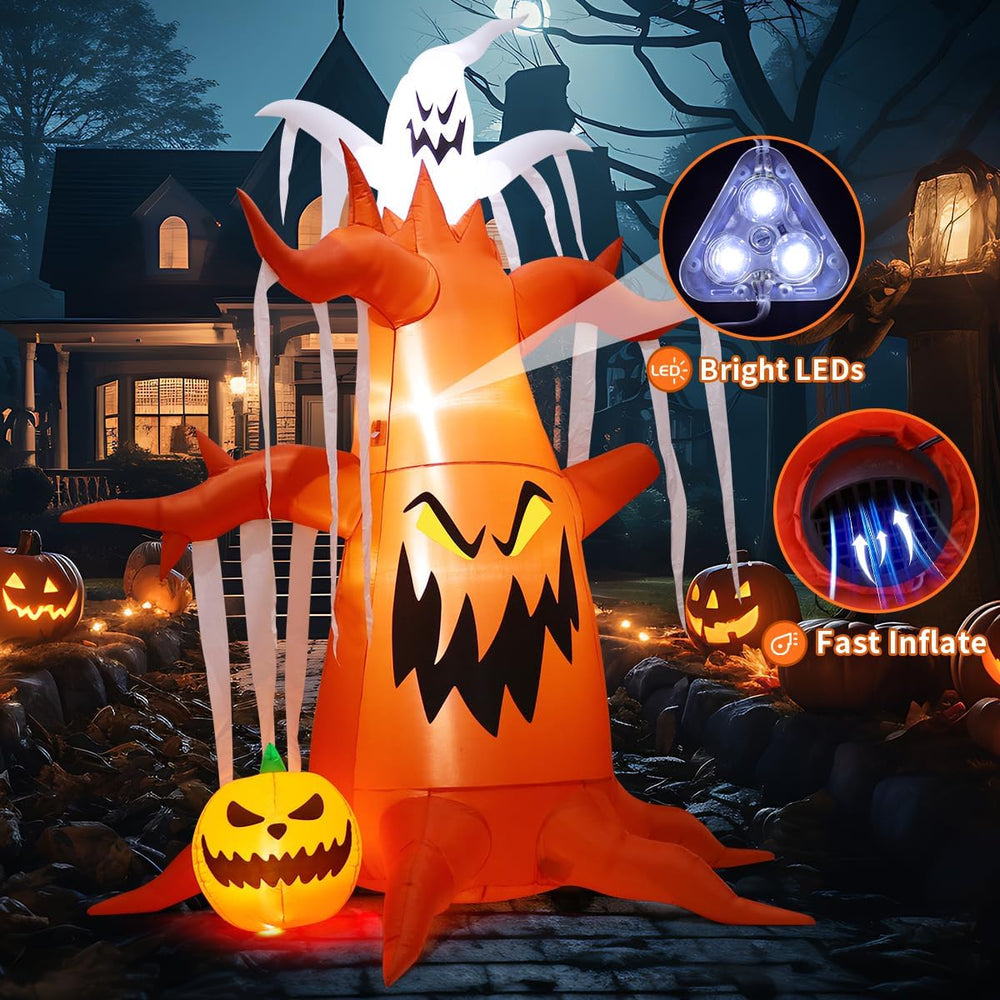 GOOSH 10 FT Halloween Inflatables Tree Outdoor Decorations Blow Up Yard Scary...