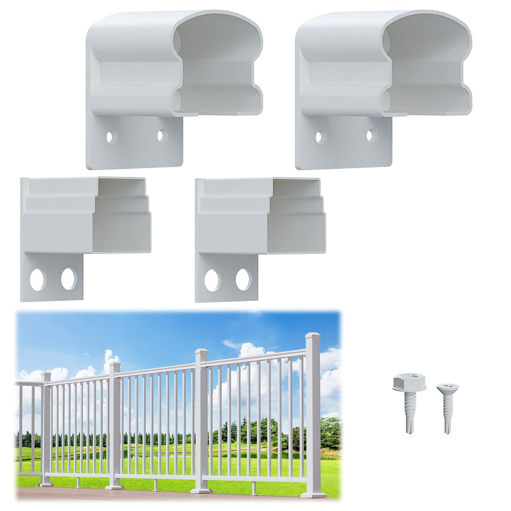 Egadis 4 Pack Modular Aluminum Fixed Railing Bracket, White