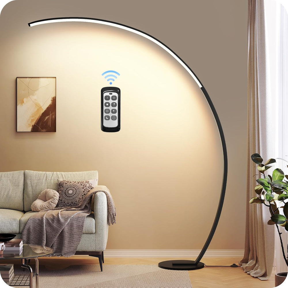 75 inch Dimmable LED Arc Floor Lamp for Living Room with Foot and Remote Cont...