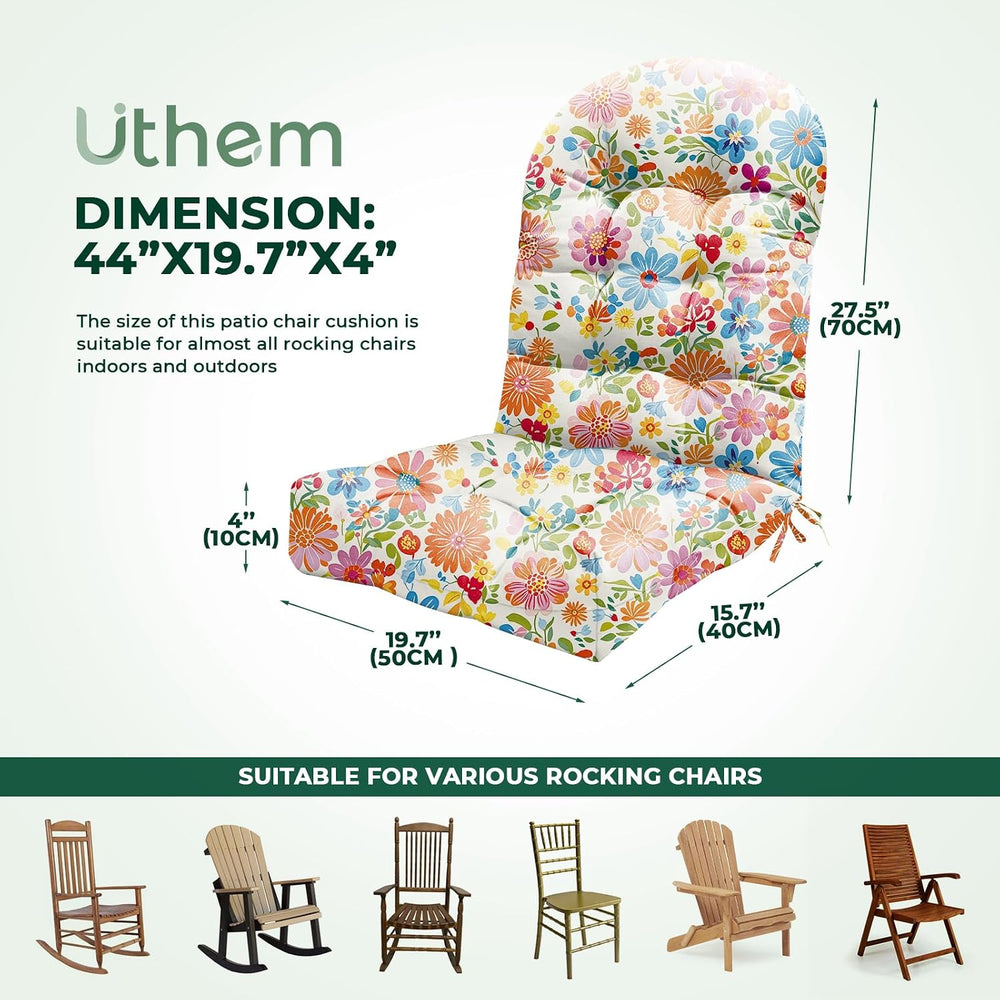2Pcs Adirondack Chair Cushion Waterproof Indoor Outdoor Rocking Chair Cushion...