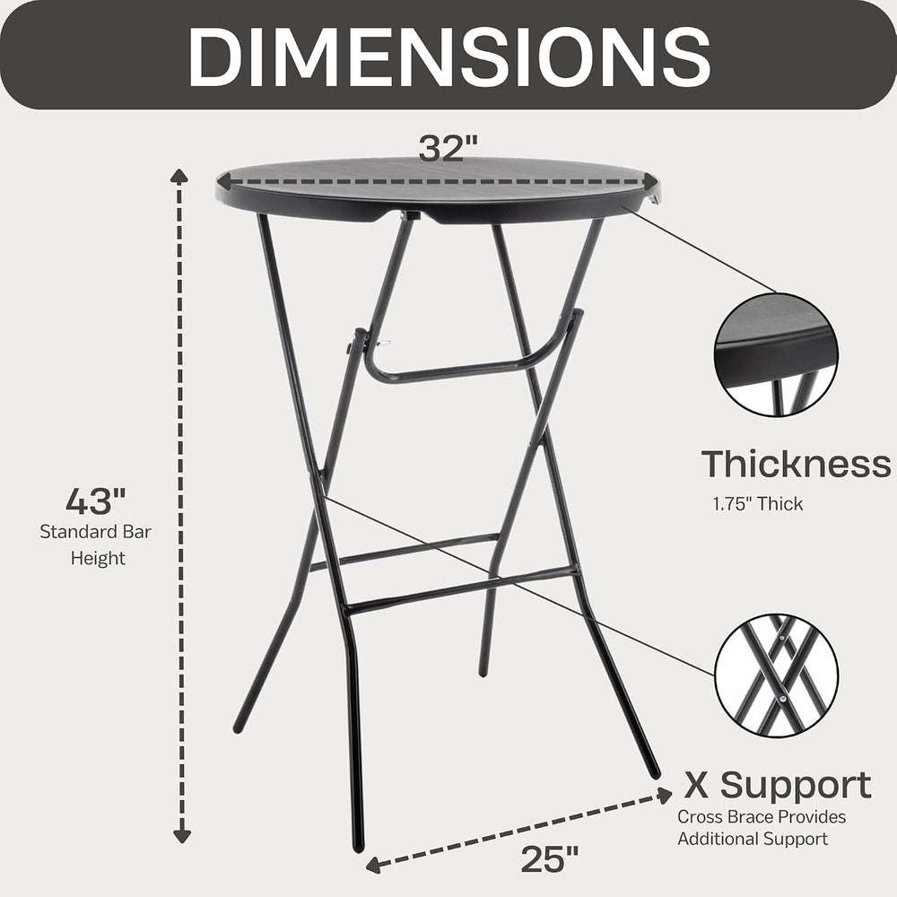 BTEXPERT Set of 10, Black 32" Round 43" Bar Height Granite Folding ...