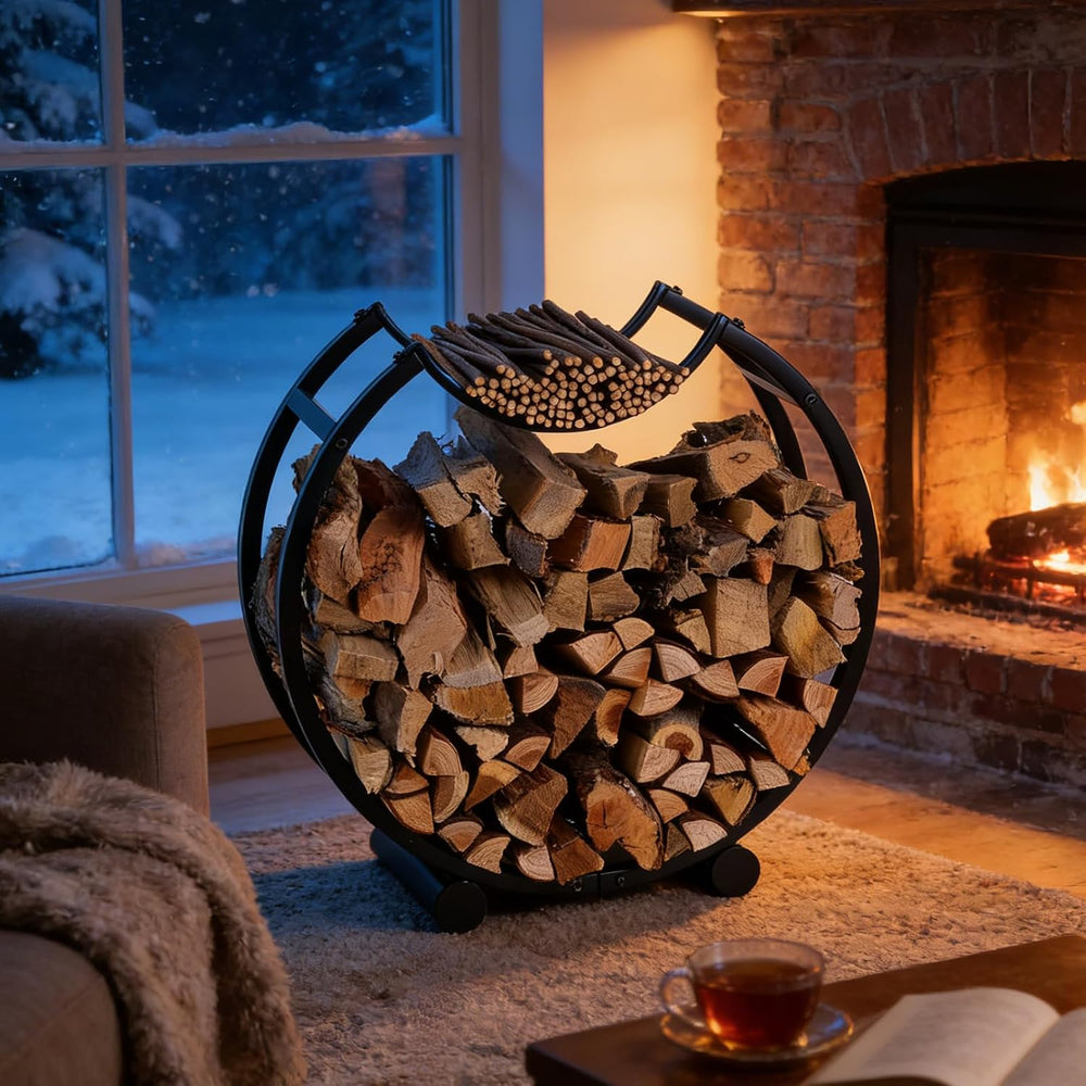 Yohsnor 23in Indoor Firewood Rack,Metal Firewood Holder for Fireplace