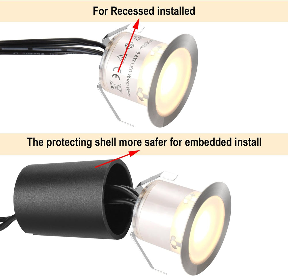 SMY Lighting Recessed LED Deck Light Kits with Protecting Shell φ32mm, Outdoo...