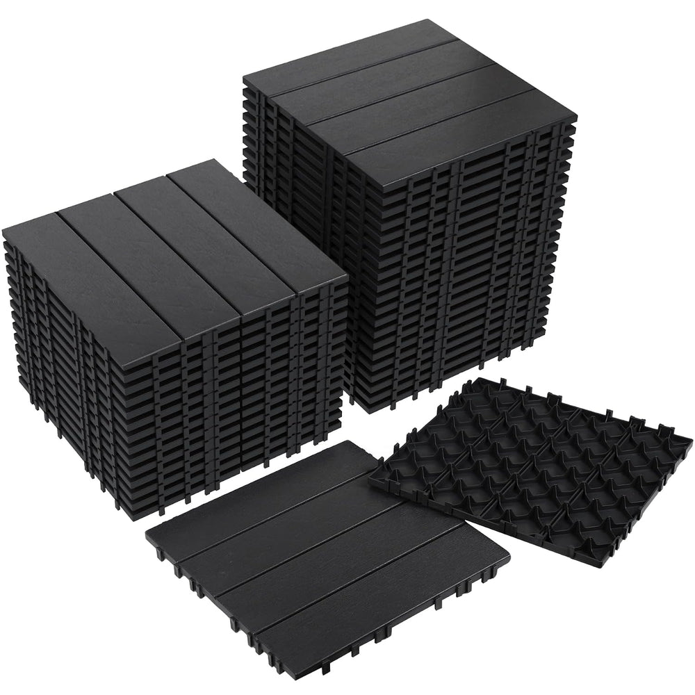 Neoaider 36PCS Plastic Interlocking Decking Tiles 12" x 12", Dark Grey