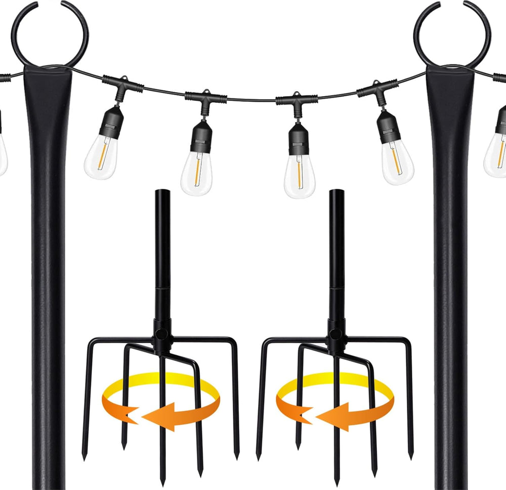 BIRDROCK HOME Poles for Outdoor String Lights - Weather Resistant, Durable, E...