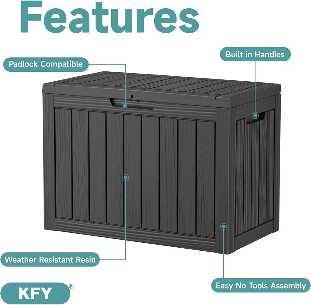 60 Gallon Outdoor Waterproof Storage Box, UV Resistant Resin Deck Box with Bu...