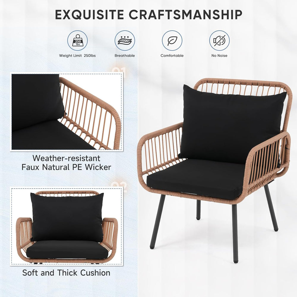 Verano Garden 4 Pieces Patio Furniture Set, Outdoor Wicker Conversation Set