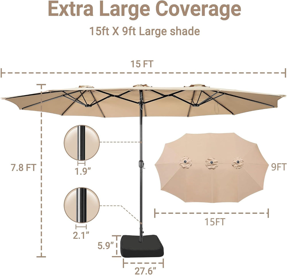 15ft Large Outdoor Patio Umbrella with Base Included