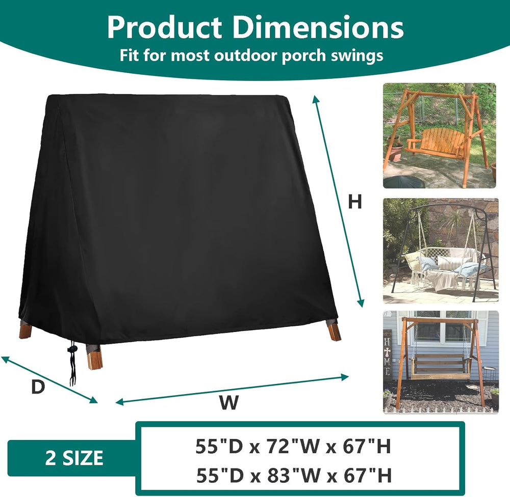 FLYMEI Outdoor Swing Cover Waterproof, 72" L×55" W×67" H, Black