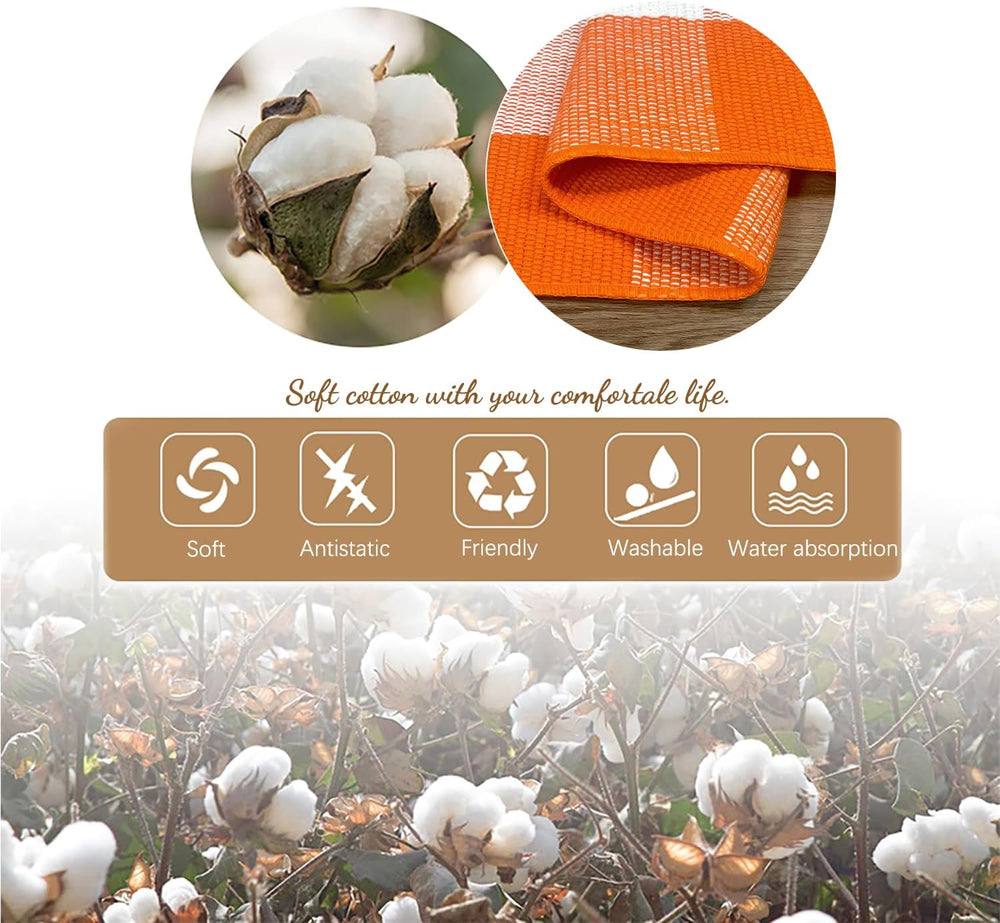 KILOCOCO 4'x6' Fall Orange White Buffalo Plaid Rug Halloween Front Do...