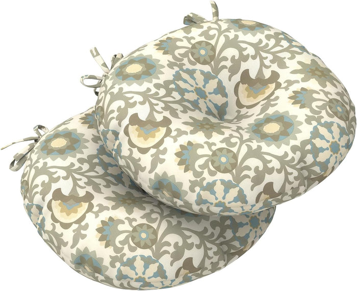 LVTXIII Outdoor Bistro Chair Cushions, 15"x15"x4" Round Patio Chair Cushions, All Weather Tufted Seat Cushions for Patio Furniture Use, Set of 2, Floral Symphony