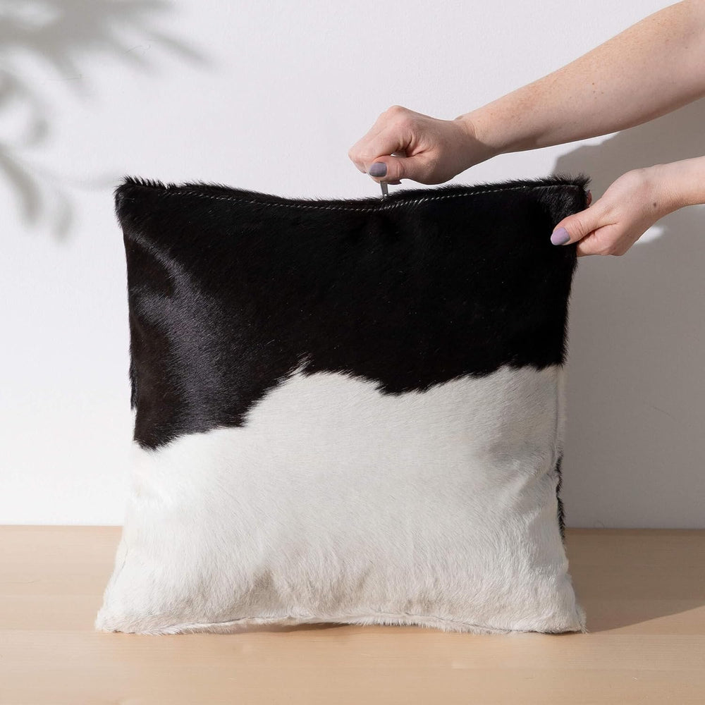 ecowhides 100% Genuine Brazilian Cowhide Pillow Cover – Luxury Leather Decora...