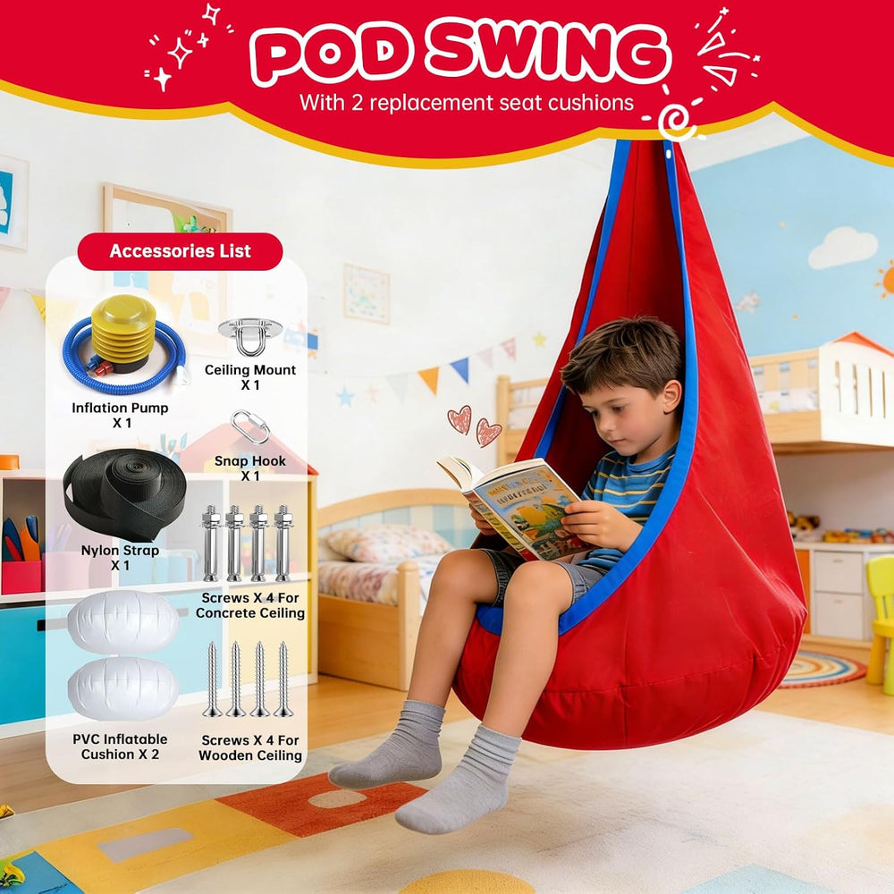 Sensory Swing Stand with Pod Swing, Metal Sensory Swing Set Frame for Indoor ...