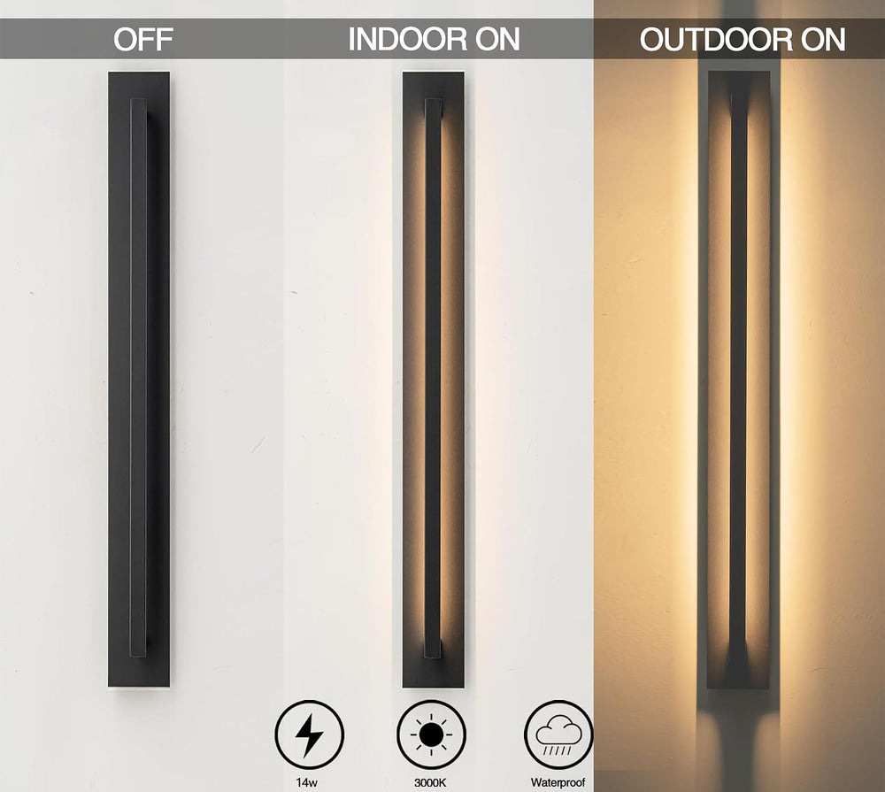 47.2 inch Long Modern Outdoor LED Wall Lights, Black Led Porch Light Wall Mou...