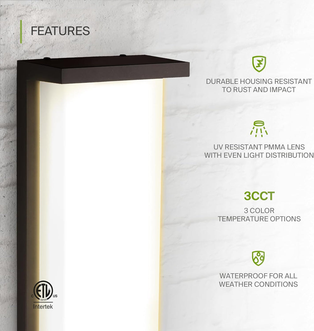 ASD LED 14" Outdoor Wall Light, Front Door House Sconce | 3CCT, Dimmable...