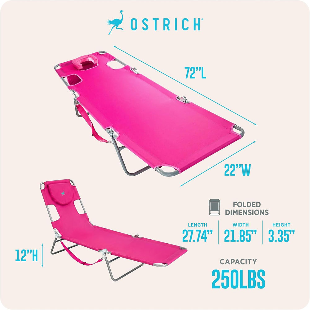 Ostrich The Original Chaise Lounge 72"x22" Portable Reclining Loung...