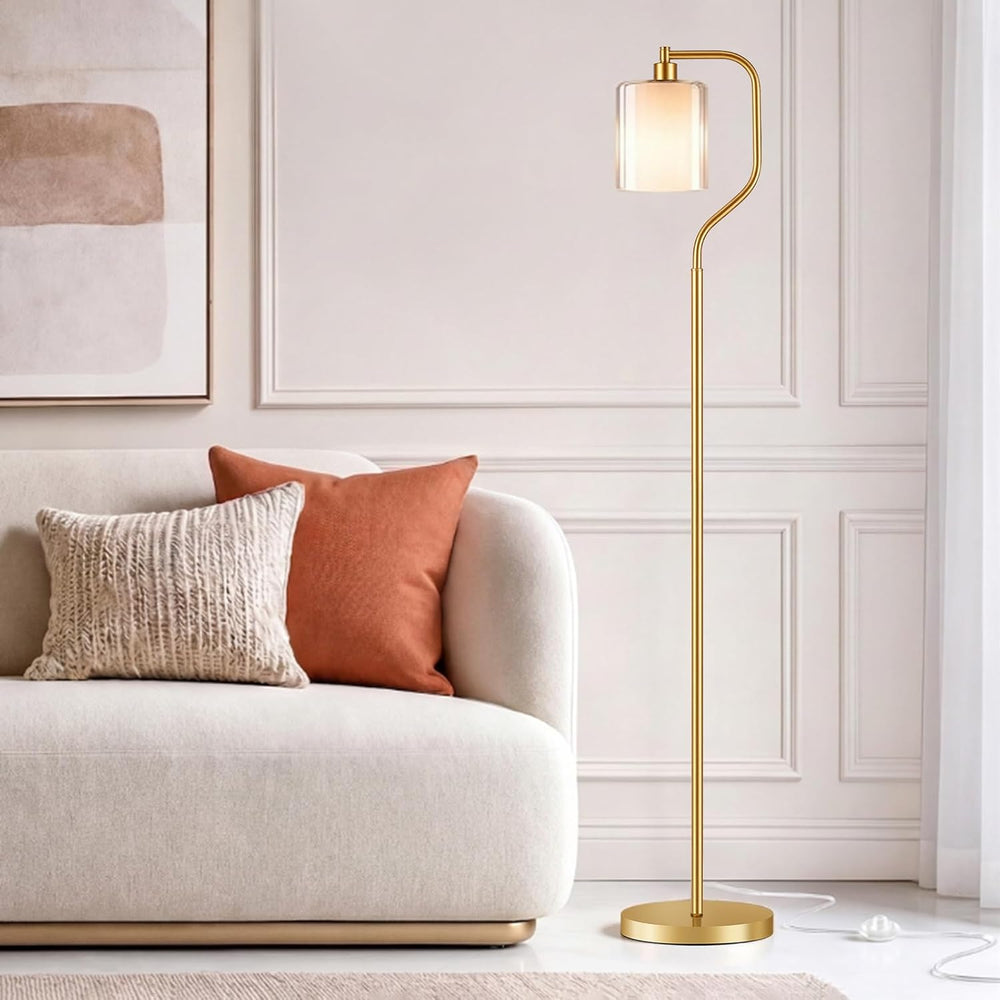 SIBRILLE Dimmable Gold Floor Lamp with Double Glass Shade