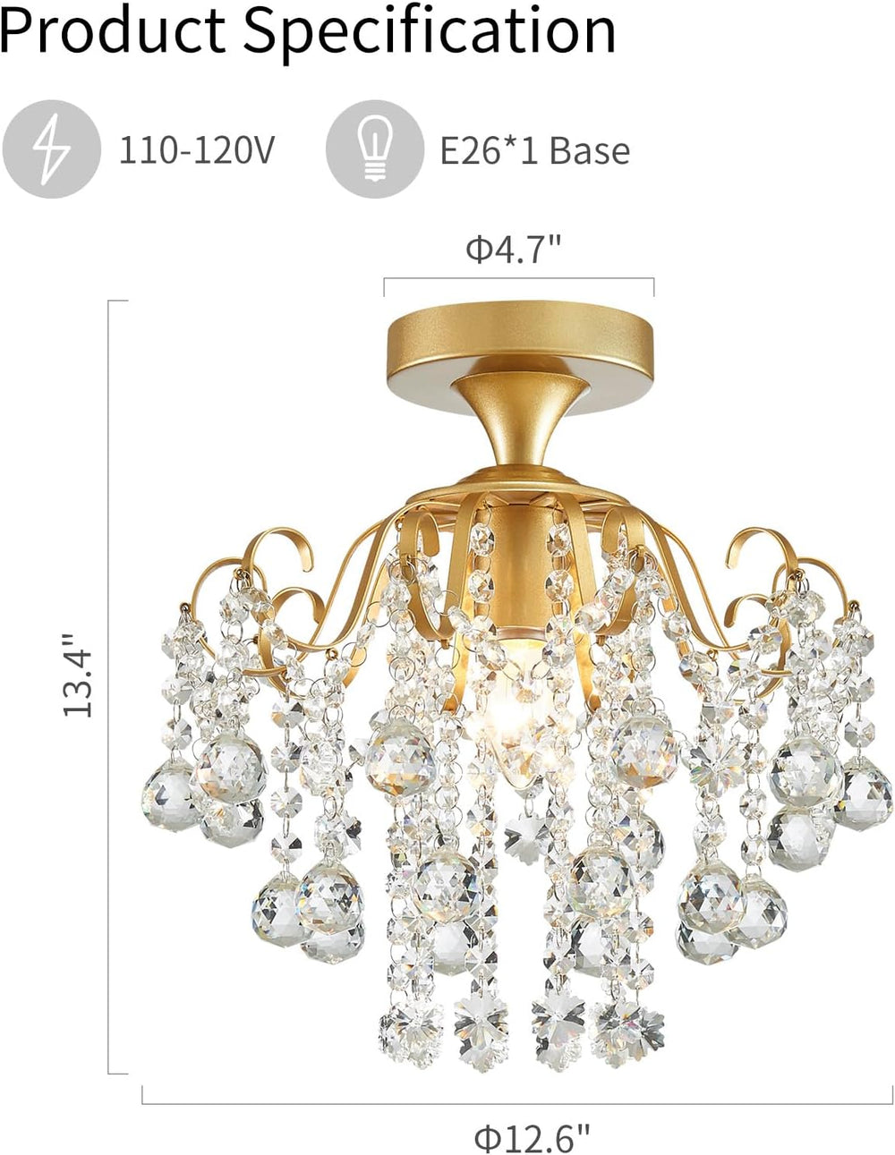 WUZUPS Crystal Chandelier Flushmount Ceiling Light Modern Lighting Fixture fo...
