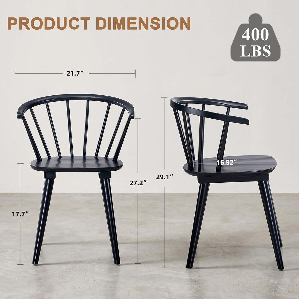 DUHOME Wooden Black Dining Chairs Set of 4, Windsor Dining Room Chairs with A...
