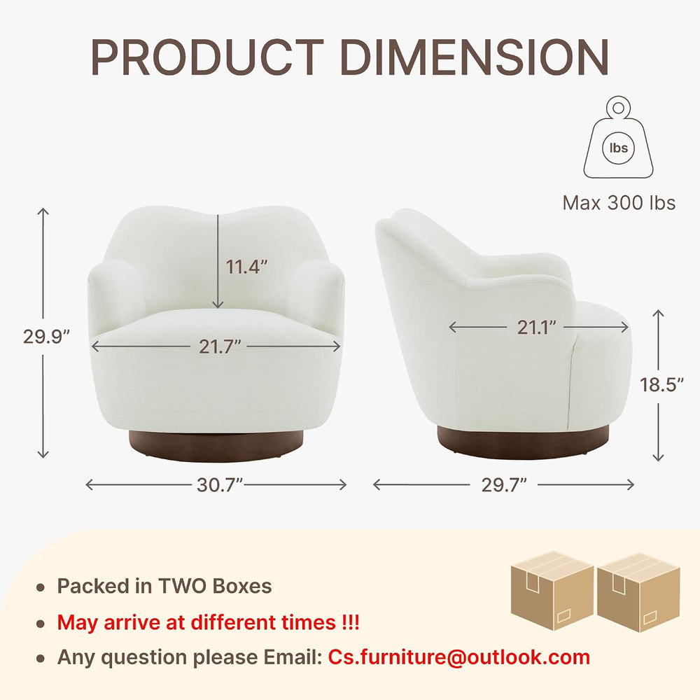KISLOT Swivel Accent Chair Set of 2,Upholstered Barrel Chair with Curves Came...