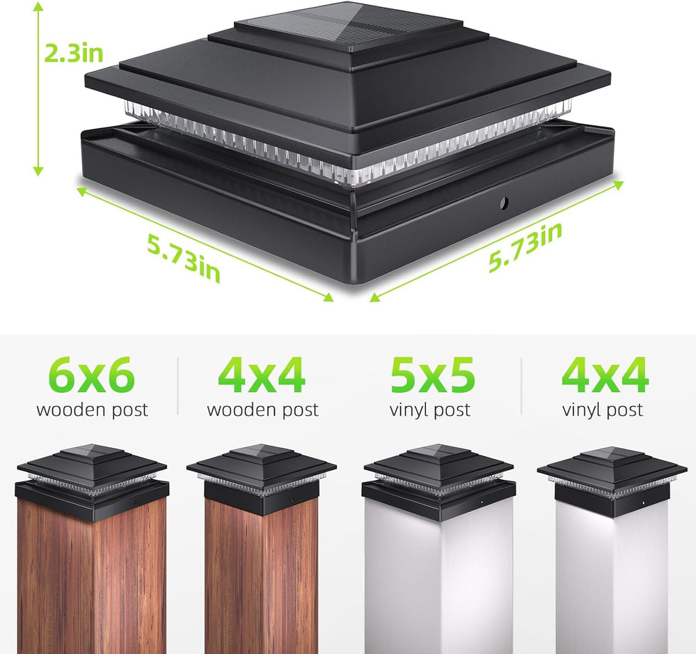Solar Post Cap Lights 12pack,Warm & Cool Light,for 4x4 5x5 6x6 Posts Black